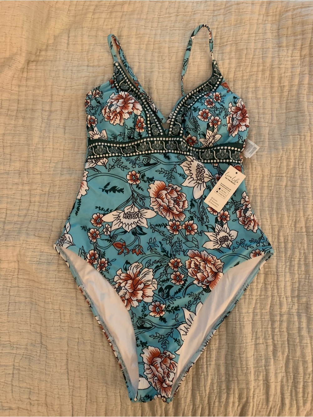 Cupshe Blue Floral One Piece Swimsuit